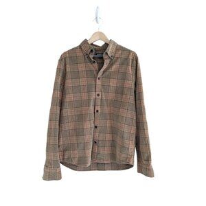 NWOT Express Plaid Stretch Corduroy Button Down Men's Shirt Size M